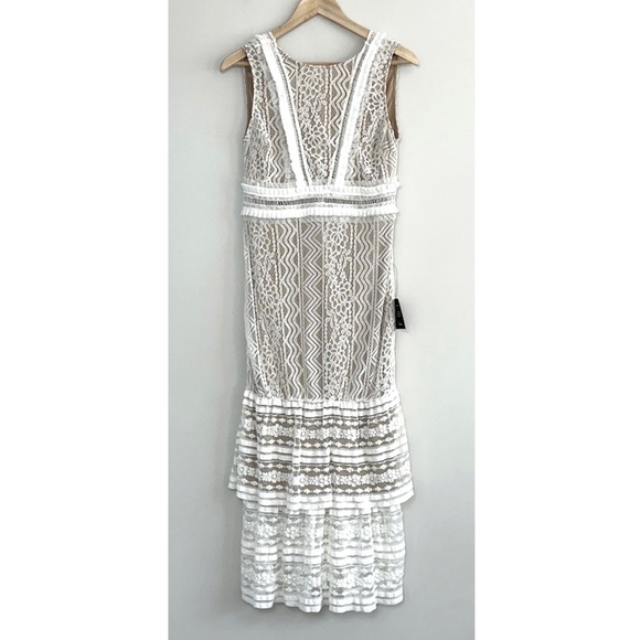 NWT Lulus Garden Soirée White Lace Sleeveless Tiered Midi Dress - Picture 4 of 12